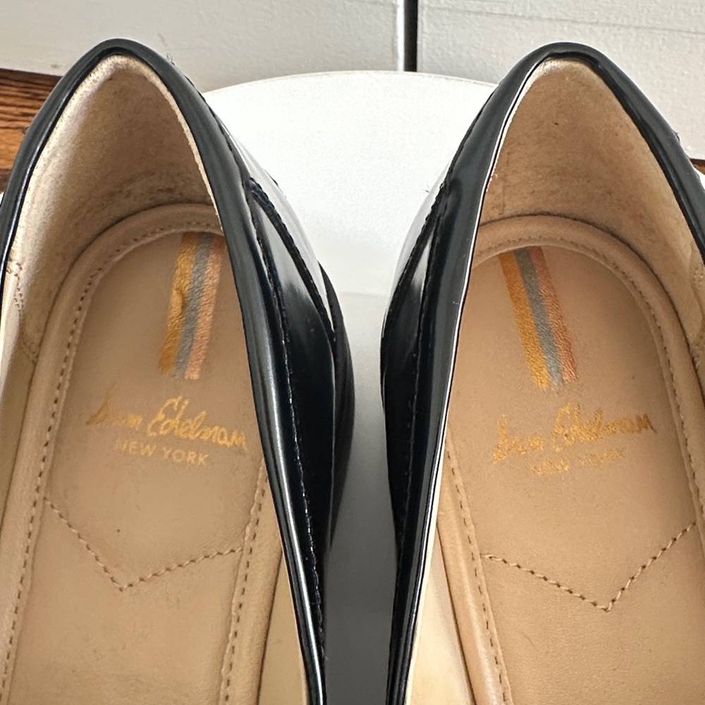 Sam Edelman Black Tully 2” Log Sole Slip-on Patent Calf Leather Loafers Size 9 - Picture 9 of 12